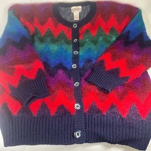 Vintage - Colorful Zigzag Knit Cardigan